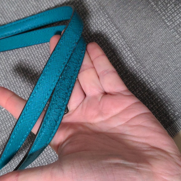 Michael Kors Charlotte Jet Set Teal Saffiano Leather Purse Peacock Seafoam - Picture 5 of 9